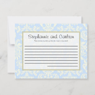 Blue/White Damask Wedding Writable Advice Card