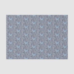 Blue White Deer Intricate Nature Christmas Pattern Tissue Paper