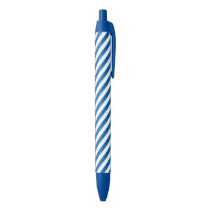 Blue&white degree stripes pattern black ink pen