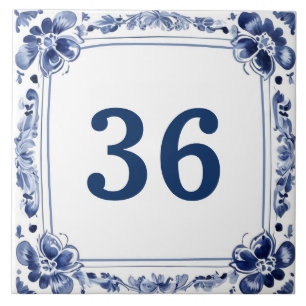 Blue & White Delft Custom House Number Plate Sign Ceramic Tile