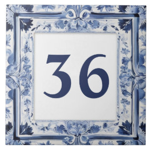 Blue & White Delft Custom House Number Plate Sign Ceramic Tile