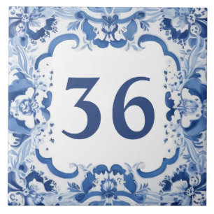 Blue & White Delft Custom House Number Plate Sign Ceramic Tile