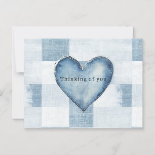 Blue White Denim Jean Heart Personalised Name Postcard