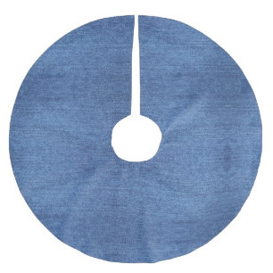 Blue White Denim Texture Look Image Brushed Polyester Tree Skirt
