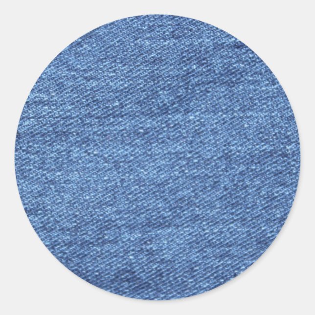Blue White Denim Texture Look Image Classic Round Sticker (Front)
