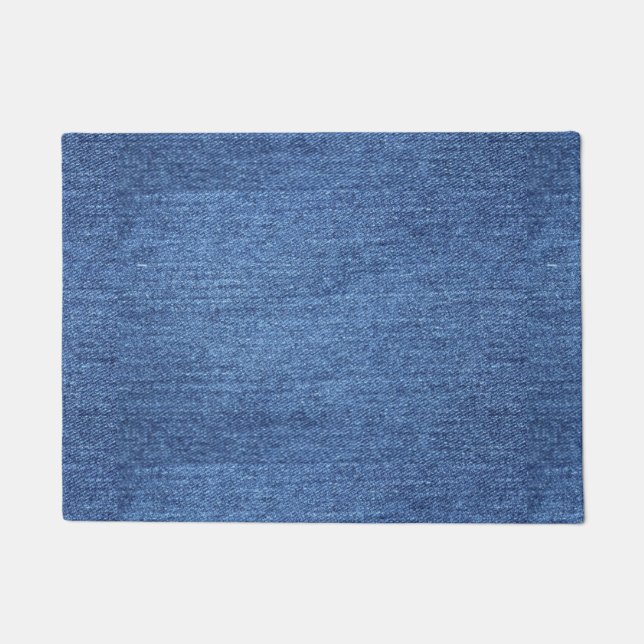 Blue White Denim Texture Look Image Doormat (Front)