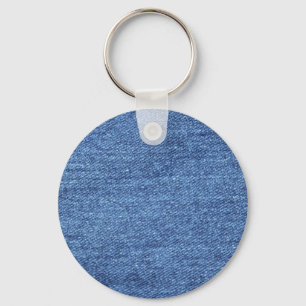 Blue White Denim Texture Look Image Key Ring