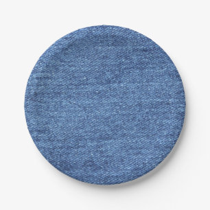 Blue White Denim Texture Look Image Paper Plate