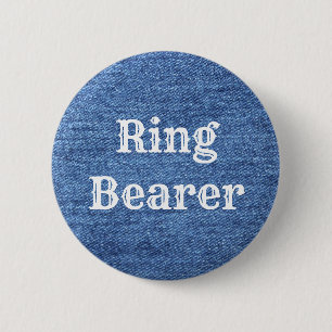 Blue White Denim Theme Wedding 6 Cm Round Badge