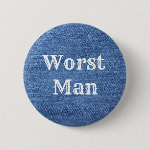 Blue White Denim Theme Wedding 6 Cm Round Badge