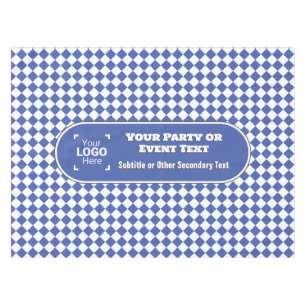 Blue & White Diamond - Custom Text & Logo Event Tablecloth