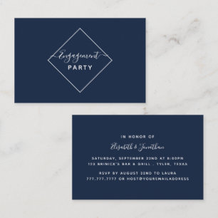 Blue & White Diamond Engagement Party Invitation