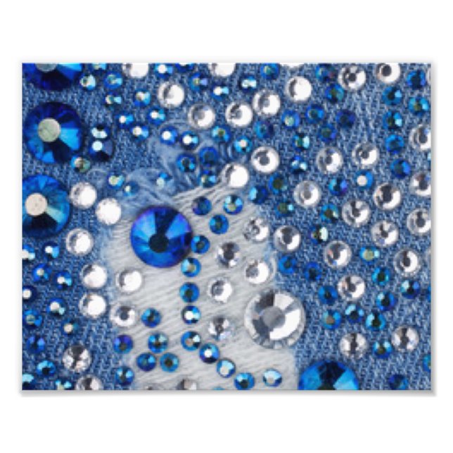 Blue & White Diamonds Blue Jean Pattern Design Photo Print (Front)