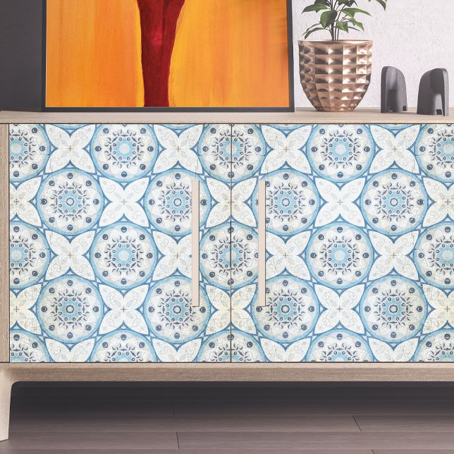 Blue White Distressed Cracked Stone-Look Mosaic Tissue Paper (Creator Uploaded)