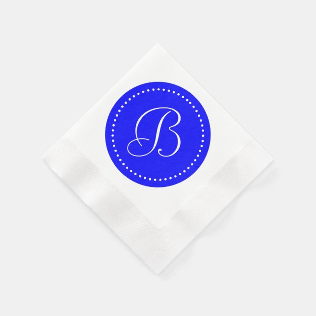 Blue/White Dot Monogram Napkin (Corner)
