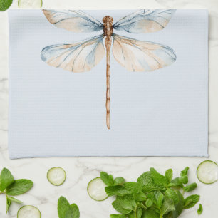 Blue White Dream Dragonfly Birthday Tea Towel