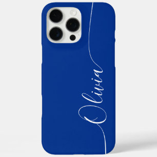 Blue White Elegant Calligraphy Script Name iPhone 16 Pro Max Case