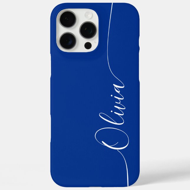 Blue White Elegant Calligraphy Script Name Case-Mate iPhone Case (Back)