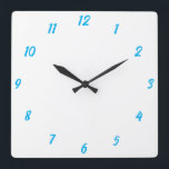 Blue White Elegant Custom Colourful Cute Gift 2023 Square Wall Clock<br><div class="desc">Printed in classy white and blue custom colour background! You may customise as you wish!</div>