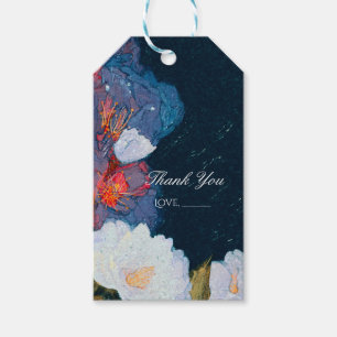Blue & White Elegant Modern Chic Floral Favour Gift Tags