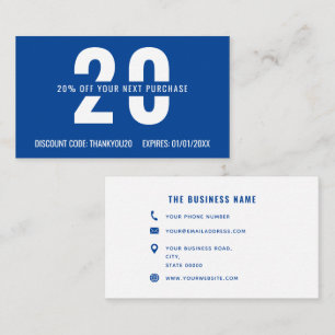 Blue White Elegant Monogram Professional Business Discount Card
