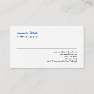 Blue White Elegant Plain Professional Minimalist Business Card
