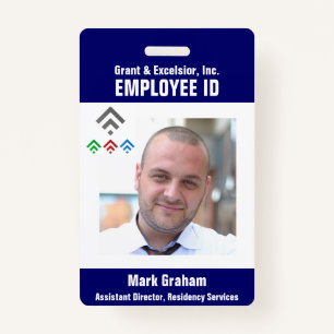 Blue White Employee Photo ID Badge