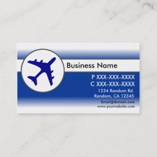 Blue white fade aeroplane custom business cards