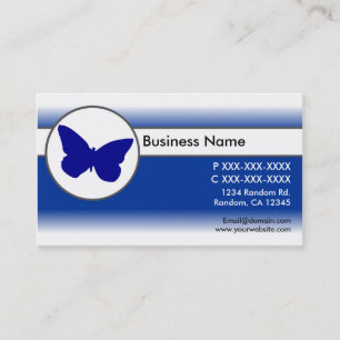 Blue white fade butterfly business cards
