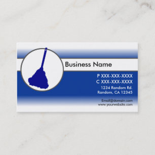 Blue white fade feather duster business cards