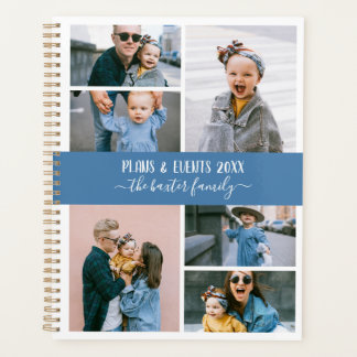 Blue White Family Photo Collage Planner