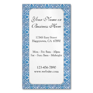 Blue White Faux Tile Pattern Custom Business Card