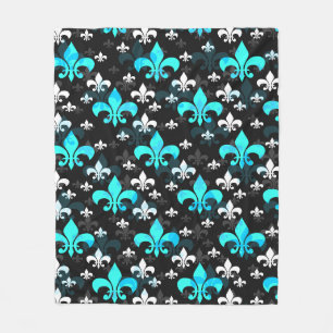 Blue White Fleur De Lis  Fleece Blanket