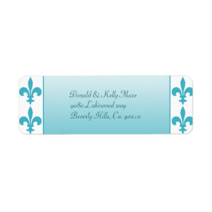 Blue & White Fleur De Lis Wedding Return Address Label
