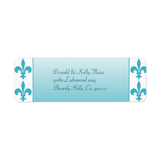 Blue & White Fleur De Lis Wedding Return Address Label