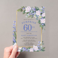 Blue White Floral 60th Birthday Surprise Party