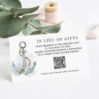 Blue White Floral Anchor In Lieu of Gifts QR Code