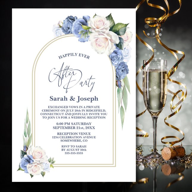 Blue White Floral Arch Wedding After Party Invitation (Creator Uploaded)
