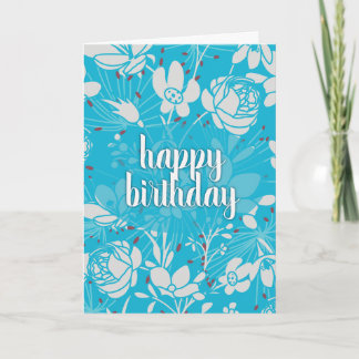 Blue & White Floral Birthday Card