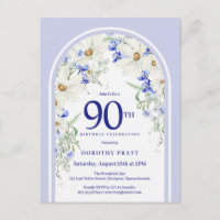 Blue White Floral Boho Arch 90th Birthday Party