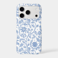 Blue White Floral Boho Botanical Pattern Whimsical
