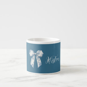 Blue White Floral Bow Espresso Cup