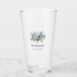 blue white floral bridesmaid name purple modern tr glass