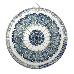 Blue White Floral Chinese Round Dartboard