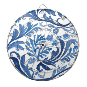 Blue & White Floral Design Chinoiserie Pattern Dartboard