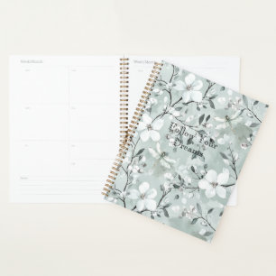 Blue White Floral Dragonflies Planner
