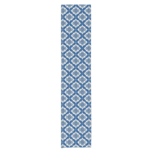 💙 Blue White Floral Elegant Botanical Decor Short Table Runner