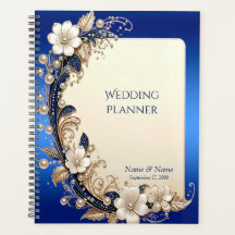 Blue White Floral Embellishment Planner