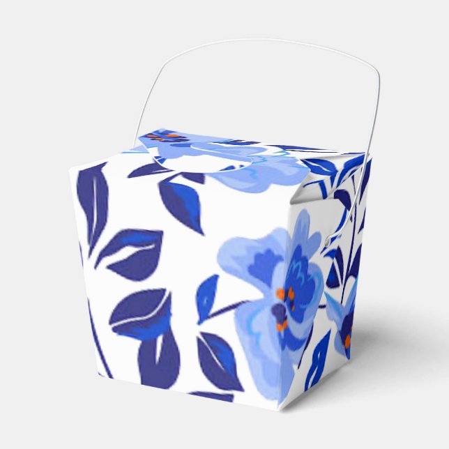 Blue & White Floral Favour/ Gift Box (Front Side)