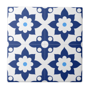  Blue &White floral Geometric Ceramic Tile